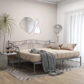 Cadru pat canapea extensibila, gri, 90x200 cm, metal Gri