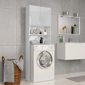 vidaXL Dulap mașina de spălat, alb extralucios, 64x25,5x190 cm, pal