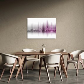 Tablou pe sticlă - Panorama orașului, roz-gri (70x50 cm)