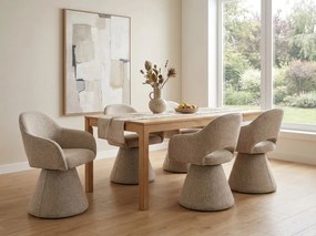 Scaun de dining rotativ tapisat AVIRO, bej