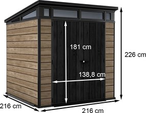 Căsuță de grădină Signature PENT 7X7 din plastic, lemn de frasin