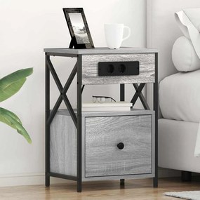 vidaXL Noptiere 2 pcs sonoma gri 40 x 31 x 60 cm Lemn compozit