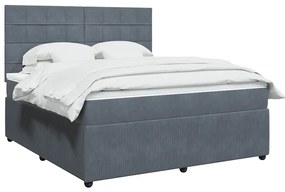 vidaXL Pat box spring cu saltea, gri închis, 180x200 cm, catifea