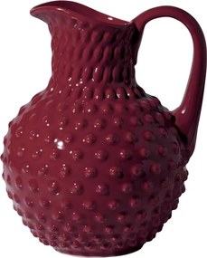 Carafă din ceramică roșu granat, 2 L, cu model hobnail în relief, 23,5 x 19,5 x 15,5 cm, „Pointe de Diamant”
