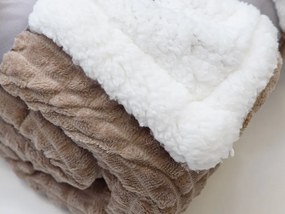 Patura de lux din microplus cu model/blana sintetica Culoare maro deschis, 150x200 cm
