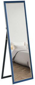 HOMCOM Oglindă de Corp Intreg 150x50 cm cu Cadru din Catifea și Suport pentru Salon Dormitor Albastru | Aosom Romania
