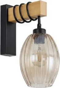 Brilagi - Aplica de perete WOOD GLASS 1xE27/60W/230V pin/negru/bej fumuriu