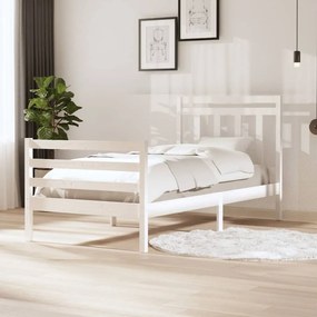 3100645 vidaXL Cadru de pat, alb, 100x200 cm, lemn masiv