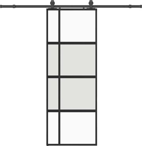 vidaXL Ușă glisantă cu set feronerie neagră 76x205cm sticlă securizată