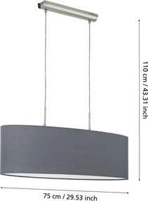 Eglo 55276 - Lampă suspendată pe cablu PASTERI 2xE27/60W/230V gri
