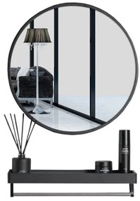 Oglinda rotunda cu raft Culoare negru, BREDO Ø70 cm
