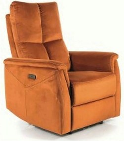 Fotoliu recliner NEPTUN M, caramiziu, stofa catifelata/metal, functie