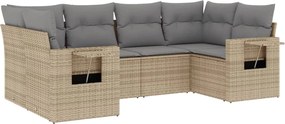 vidaXL Set canapele de grădină cu perne, 6 piese, bej, poliratan