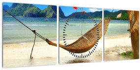 Tablou - Relax la plajă (cu ceas) (90x30 cm)