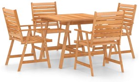 3057843 vidaXL Set mobilier de masă pentru grădină, 5 piese, lemn masiv acacia