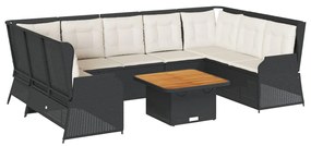 3262369 vidaXL Set mobilier de grădină cu perne, 7 piese, negru, poliratan