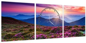 Tablou - Munte înflorit peisaj (cu ceas) (90x30 cm)