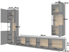 Mobilier living Avernic Typ 10 (onyx negru + Stejar wotan). 1042064