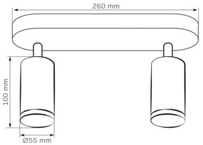 Spot LED RGBW dimerizabil pentru baie TURYN, 2x GU10/6,5W/230V, IP44, alb