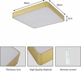 Brilagi - Plafonieră LED POOL, 48 W, 230 V, 3000/4000/6000 K, 50 x 50 cm, aurie