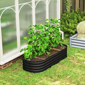 Outsunny Jardinieră înălțată parcelă pătrată pentru grădină din oțel modulabilă pentru legume, plante, flori, dim. 150 x 62 x 30 cm, negru | Aosom Romania