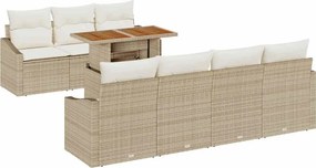 vidaXL Set de canapele pentru grădină 8 pcs Bej Rattan poli