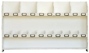 Etajeră de perete din lemn masiv, cu 15 compartimente, finisaj antichizat