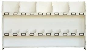 Etajeră de perete din lemn masiv, cu 15 compartimente, finisaj antichizat