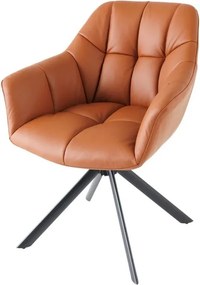 Set 2 scaune pivotante Papillon, piele coniac