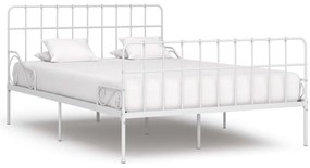 vidaXL Cadru de pat cu bază din șipci, alb, 120 x 200 cm, metal