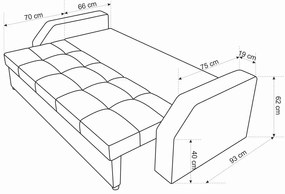 Canapea extensibila Marbella 230x93x77 cm, cu lada de depozitare, rosu