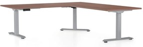 Masa inaltime reglabila OfficeTech Angle, 180 x 200 cm, bază gri, nuca
