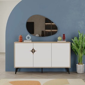 Comodă albă/în culoare naturală joasă cu aspect de lemn de stejar 140x79 cm Nola – Marckeric