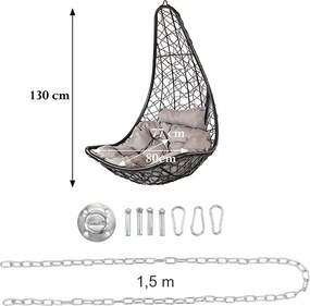 Natal Easy grădină hamac scaun maro cu kit de fixare