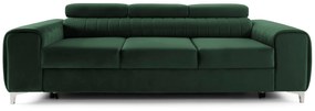 Canapea Extensibilă 3 locuri TIME, cu tetiere reglabile, cu suport lombar, 255x97x94 cm, Verde-Padure-Velluto