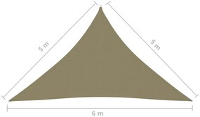 Parasolar, bej, 5x5x6 m, tesatura oxford, triunghiular Bej, 5 x 5 x 6 m