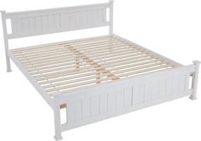 Pat cu lamele, lemn de pin/alb, 160x200, LUCAS NEW