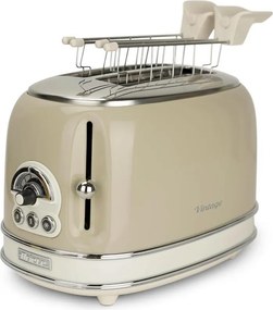 Resigilat: Prajitor de paine Ariete VINTAGE 0155/03, 810W, 2 felii, 3 functii, 6 trepte, Tava irimituri detasabila, Bej