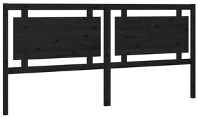 817964 vidaXL Tăblie de pat, negru, 205,5x4x100 cm, lemn masiv de pin