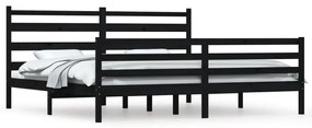 Cadru de pat, 200x200 cm, lemn masiv de pin, negru Negru, 200 x 200 cm