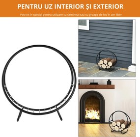 Outsunny Suport pentru lemne de foc Suport lemne in forma de cos design ridicat Greutate maxima 15 kg, negru 45x29.5x47cm | Aosom Romania