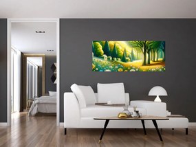 Tablou - Sat în galben-verde (120x50 cm)