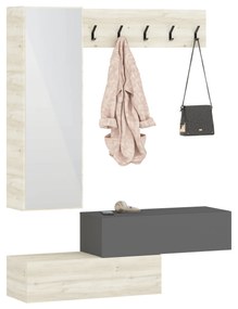Cuier Diego, Stejar Alb/Antracit, 140 x 28 x 180 cm