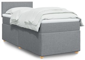 vidaXL Pat box spring cu saltea, gri deschis, 90x200 cm, textil