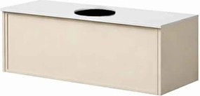 Set dulap baza suspendat KolpaSan Orphia 1 sertar 80 cm finisaj light grey cu blat Kerrock