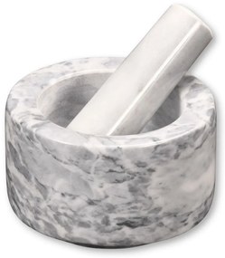 Kesper 71505 Mortier de marbre avec pilon, blanc,diamètre 13 cm