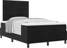 vidaXL Pat cu arcuri cu saltea cu headboard Negru 120 x 190 cm Catifea
