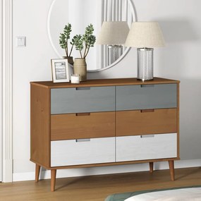 vidaXL Dulap cu sertare „MOLDE”, maro, 113x40x80 cm, lemn masiv de pin