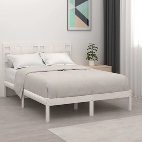 3104189 vidaXL Cadru de pat mic dublu, alb, 120x190 cm, lemn masiv