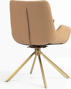 HR240 BAZA STEA Scaun Carmel Piele Ecologica Premium Soft cu Bază Aurie